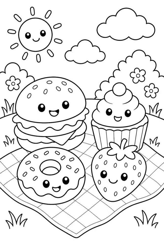 Mini Food Mini Food Cute Face Version coloring page