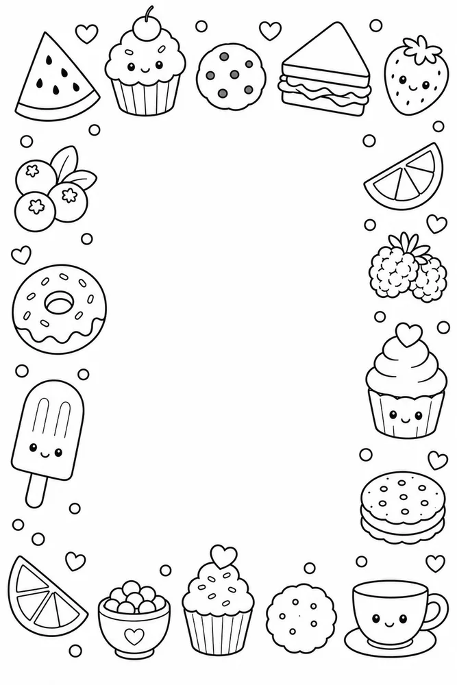 Mini Food Mini Food Decorative Border coloring page