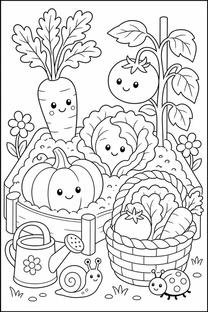 Mini Food Mini Food Garden Harvest coloring page