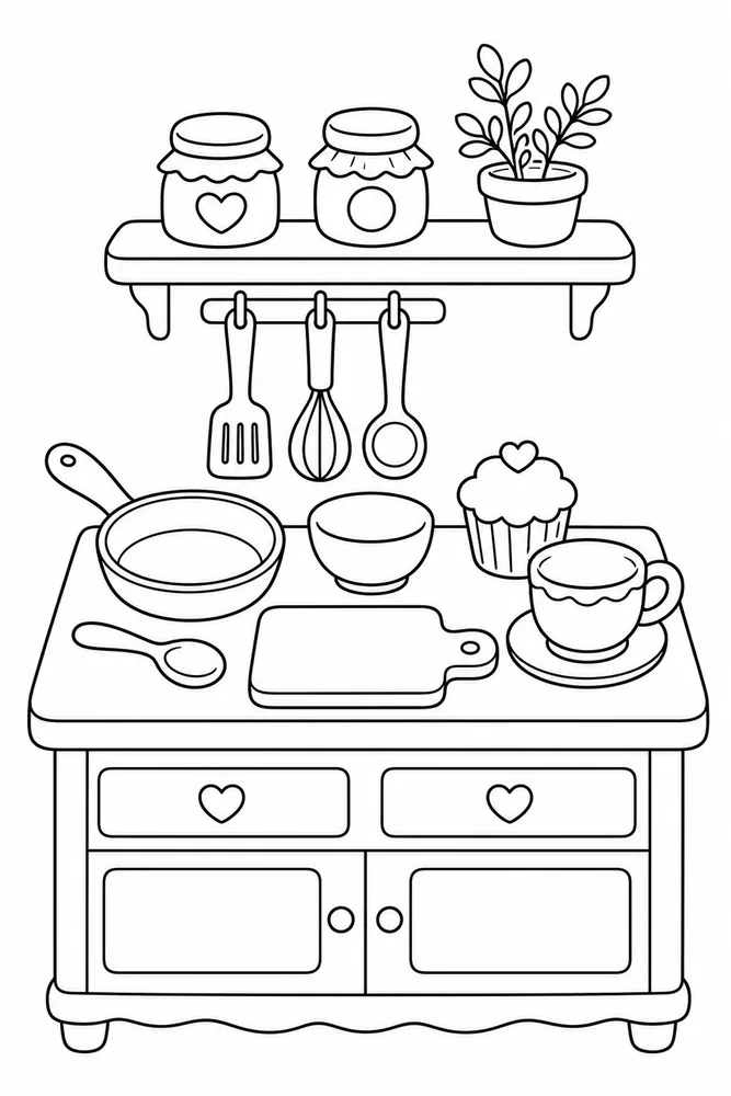 Mini Food Mini Food Kitchen Counter coloring page