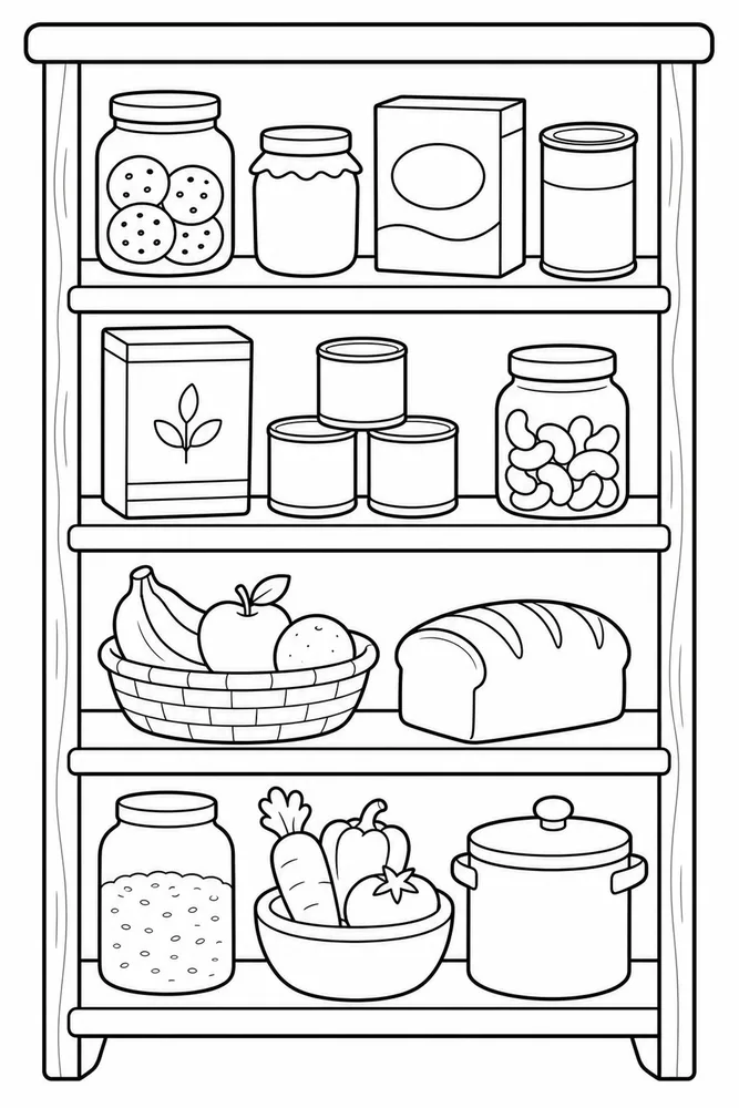 Mini Food Mini Food Pantry Shelf coloring page