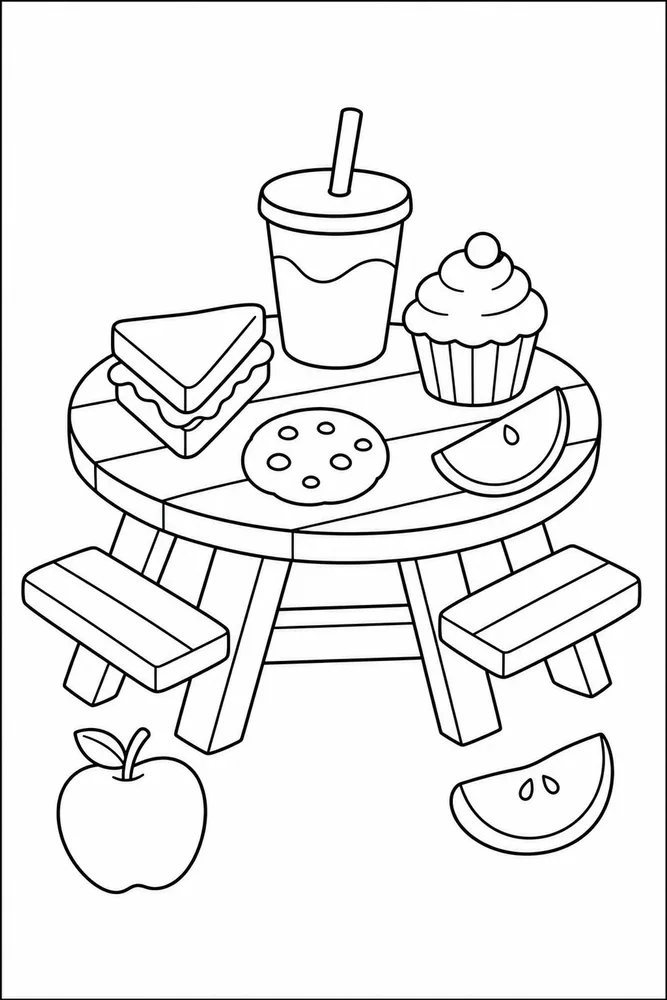 Mini Food Mini Food Picnic Table coloring page