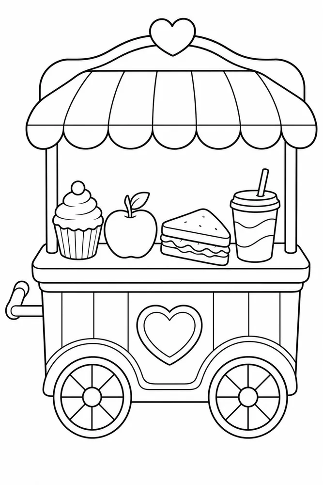 Mini Food Mini Food Serving Cart coloring page