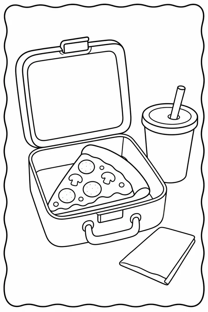 Pizza Food Pizza Lunch Box coloring page