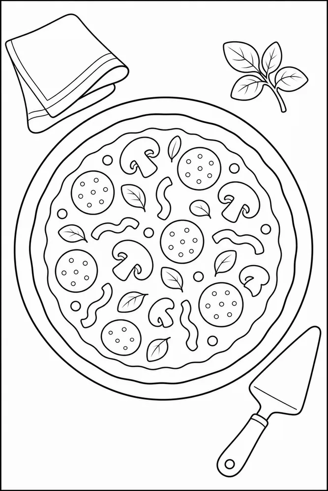 Pizza Food Pizza Plate Arrangement coloring page