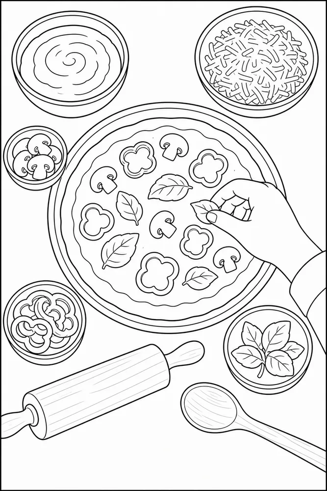 Pizza Food Pizza Recipe Tray coloring page