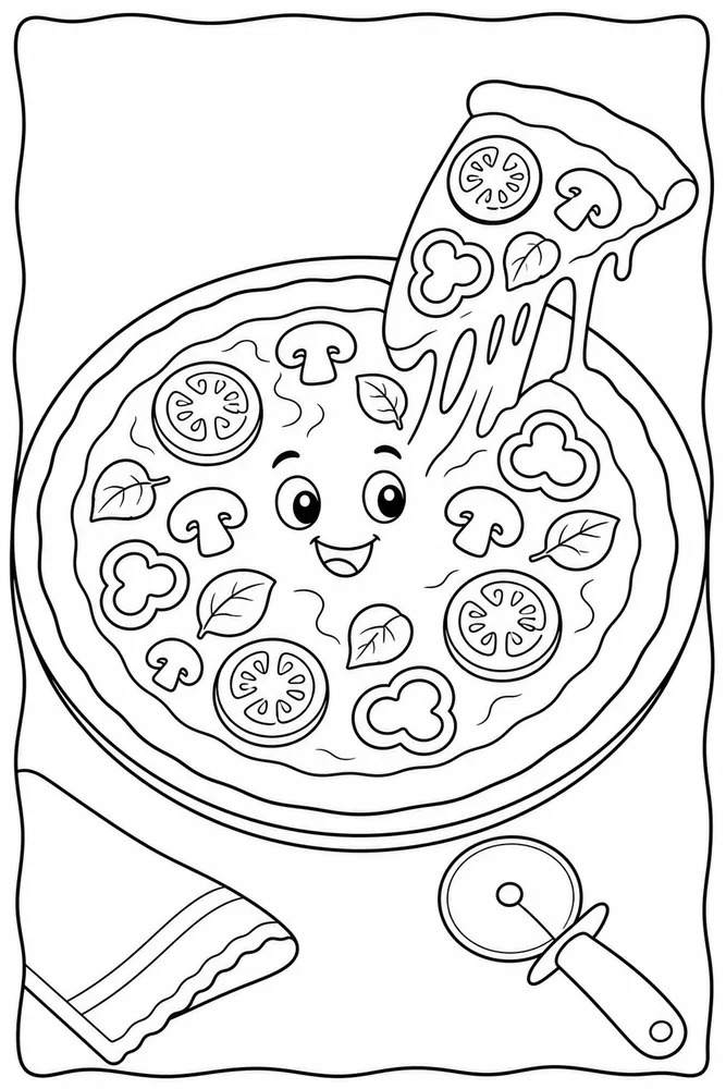 Pizza Food Pizza Simple Ingredient Set coloring page