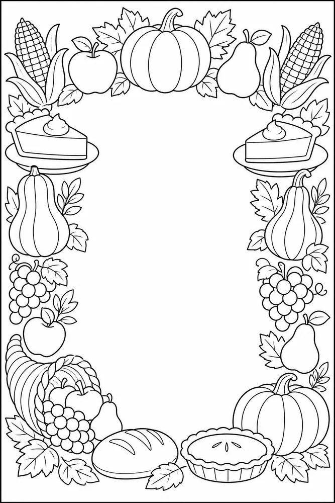 Thanksgiving Food Thanksgiving Food Decorative Border coloring page