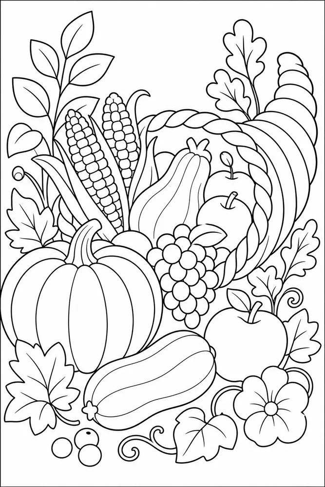 Thanksgiving Food Thanksgiving Food Garden Harvest coloring page