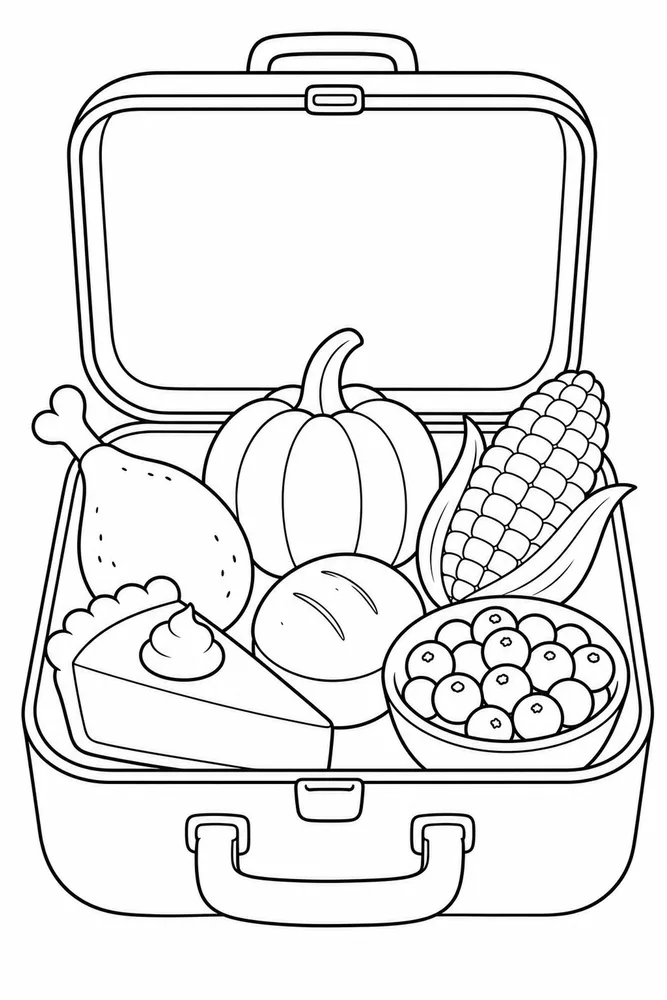 Thanksgiving Food Thanksgiving Food Lunch Box coloring page