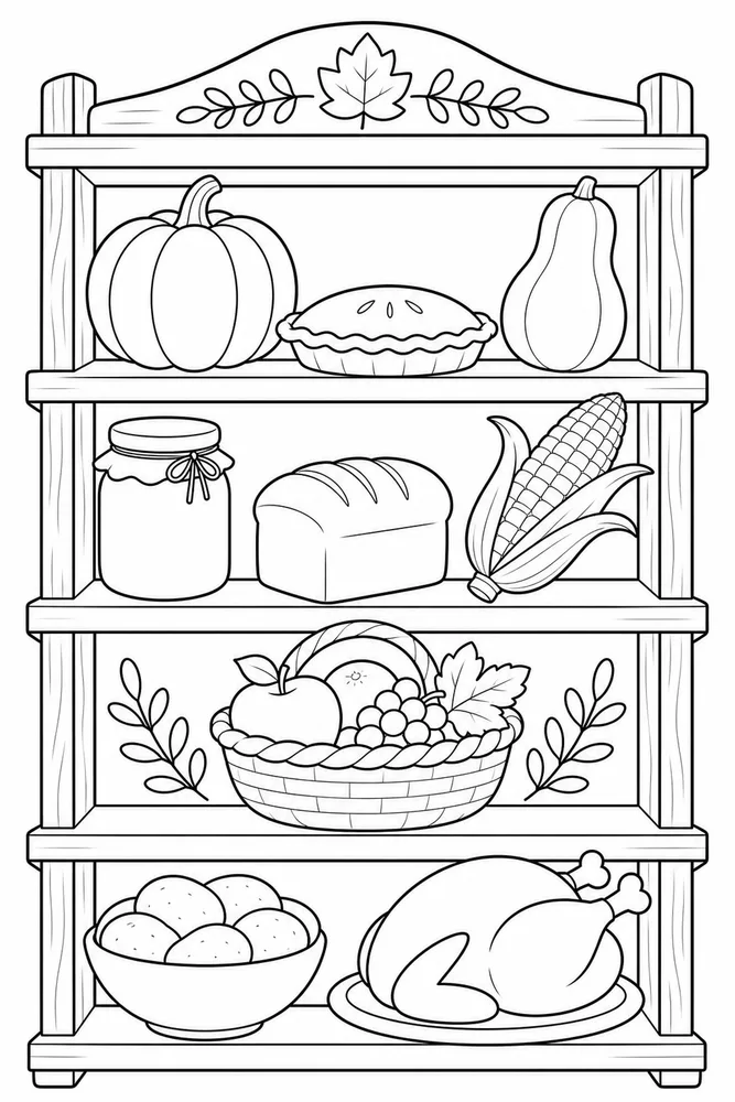 Thanksgiving Food Thanksgiving Food Pantry Shelf coloring page