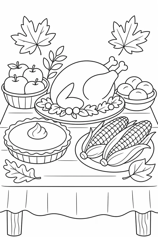 Thanksgiving Food Thanksgiving Food Picnic Table coloring page