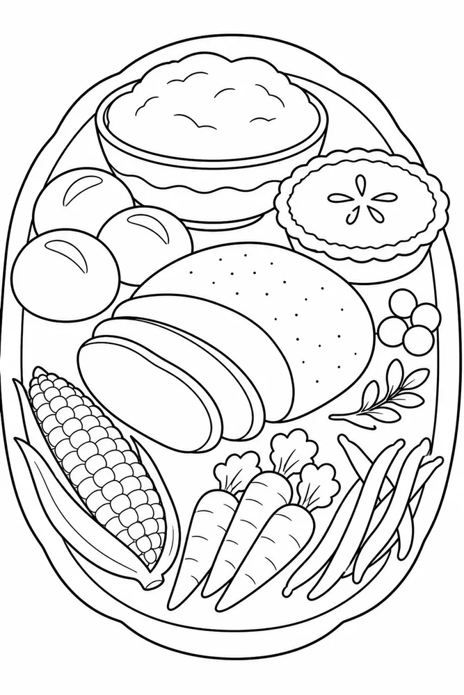Thanksgiving Food Thanksgiving Food Recipe Tray coloring page