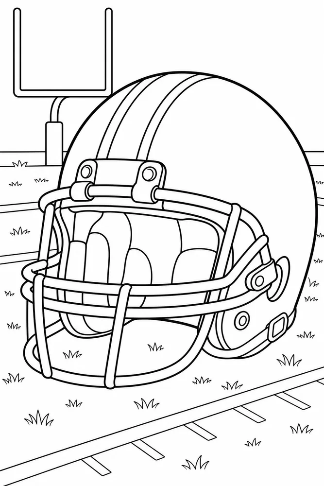 American Football Football Helmet Closeup printable coloring page
