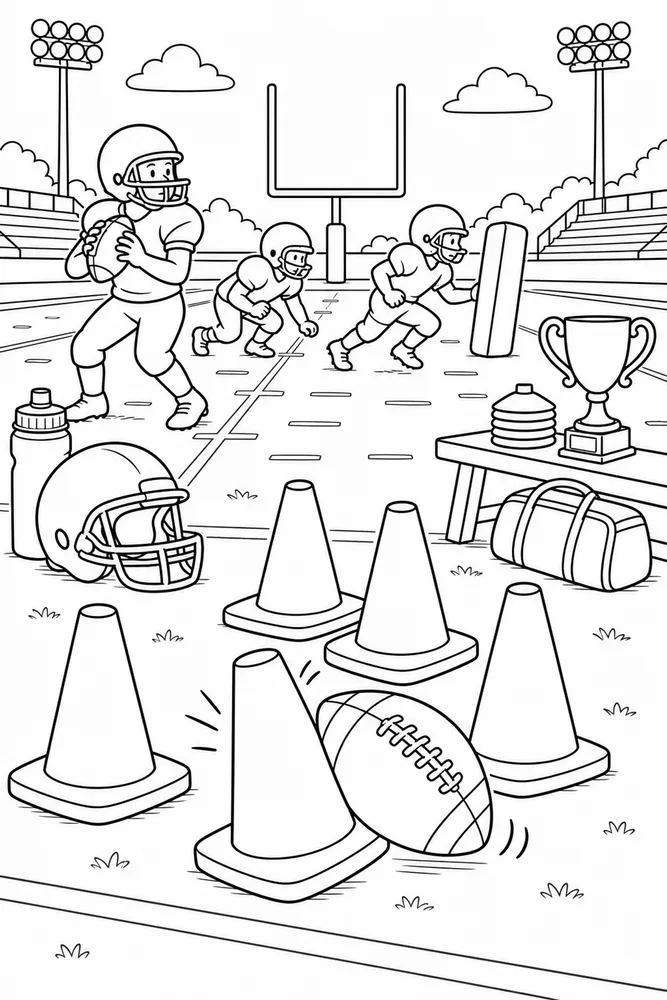 American Football Football Practice Cones printable coloring page