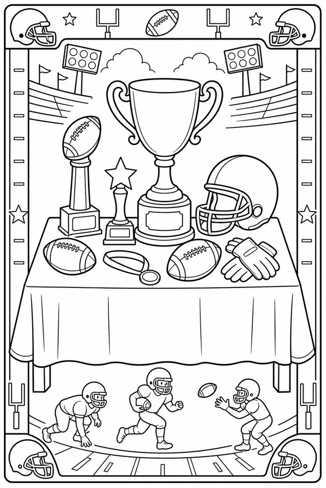American Football Football Trophy Table printable coloring page