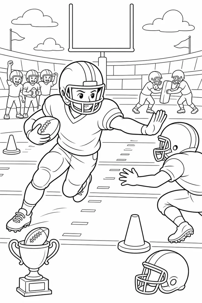 American Football Running Back Dodge printable coloring page
