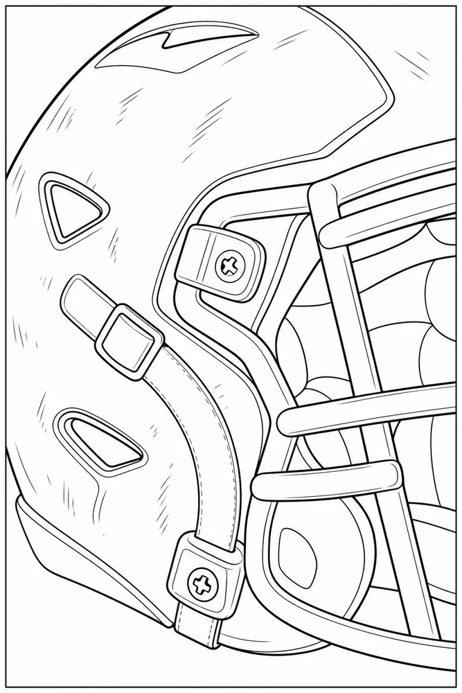 Football Helmet Football helmet close up detail coloring page