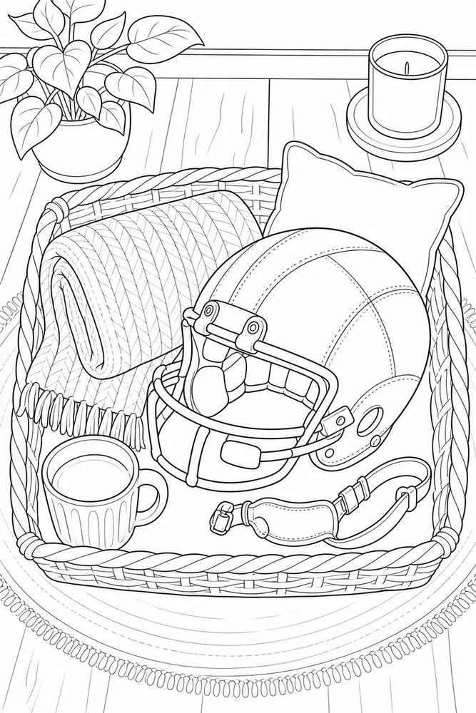 Football Helmet Football helmet cozy indoor moment coloring page