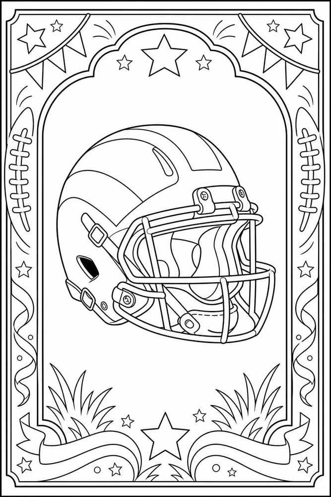 Football Helmet Football helmet decorative border coloring page