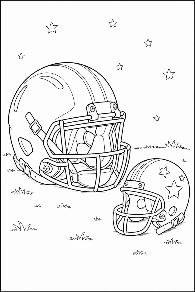 Football Helmet Football helmet family scene coloring page
