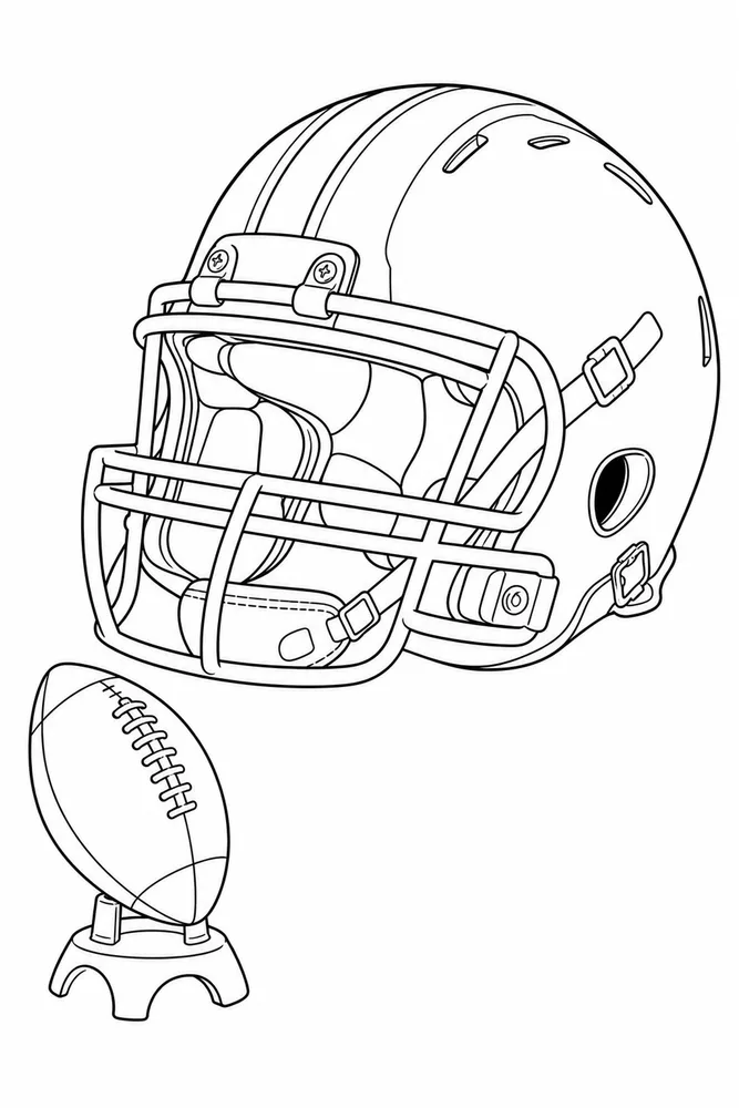 Football Helmet Football helmet front portrait coloring page