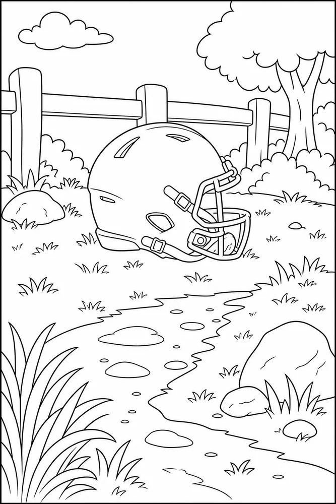 Football Helmet Football helmet habitat background coloring page