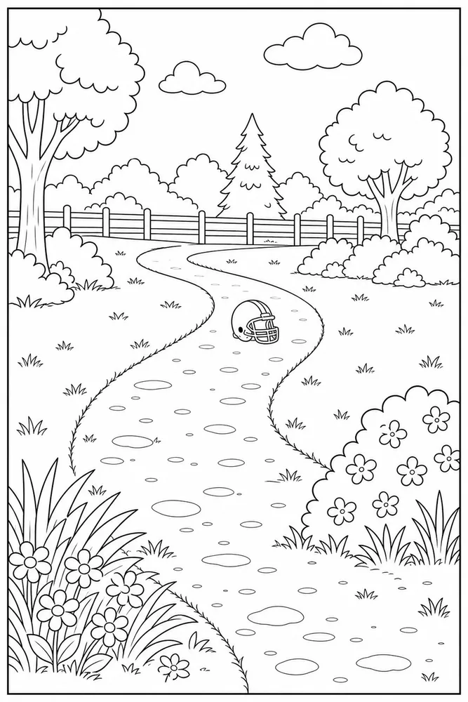 Football Helmet Football helmet outdoor path coloring page
