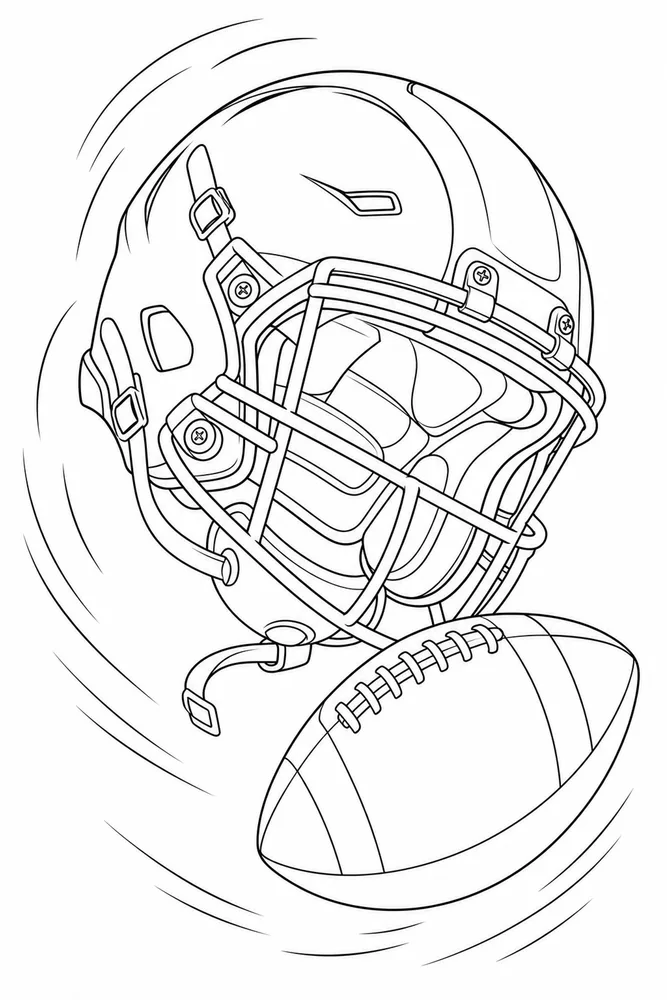 Football Helmet Football helmet playful pose coloring page