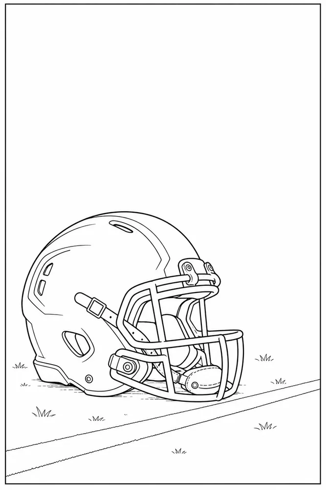 Football Helmet Football helmet simple scene coloring page