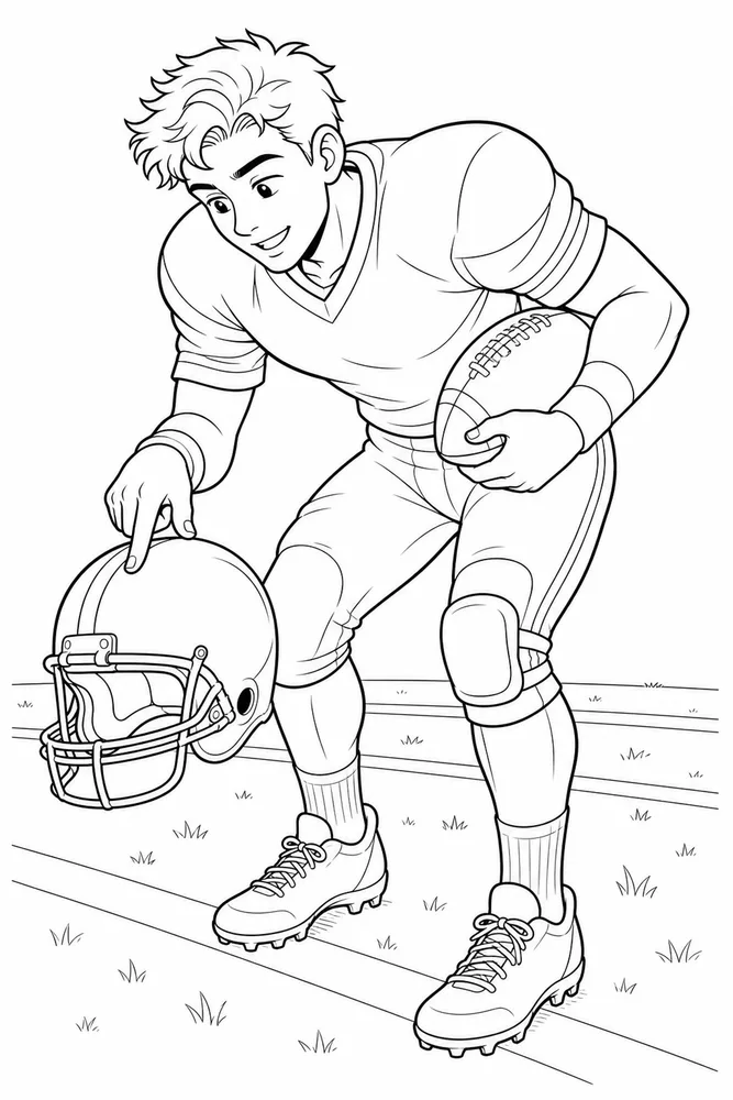 Football Player Football player activity scene coloring page