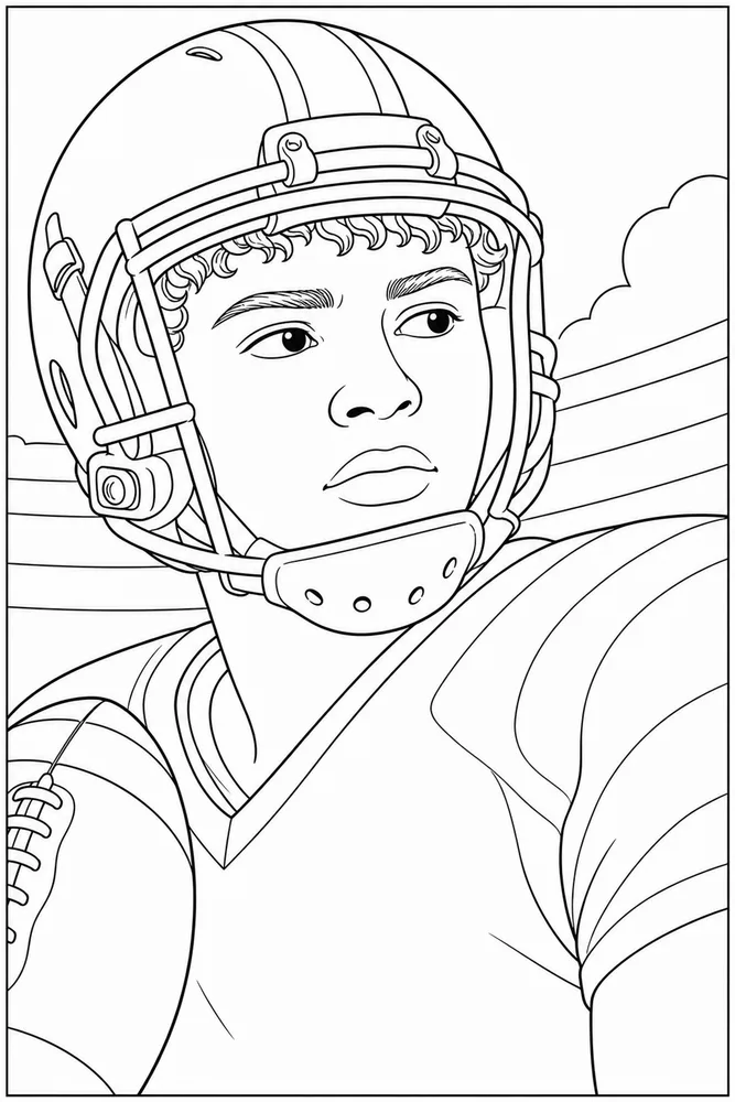 Football Player Football player close up detail coloring page