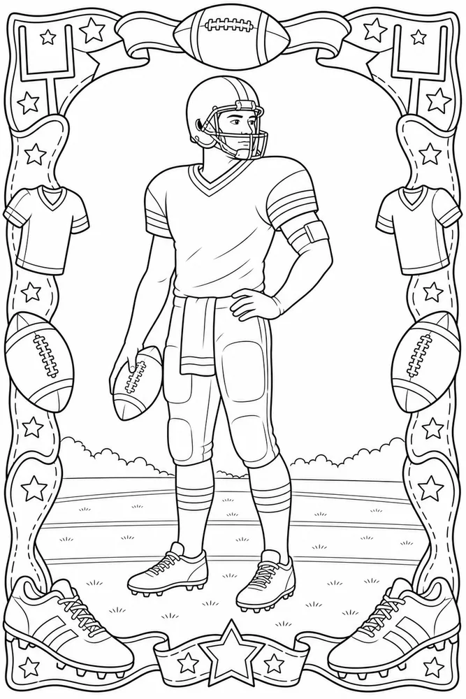 Football Player Football player decorative border coloring page