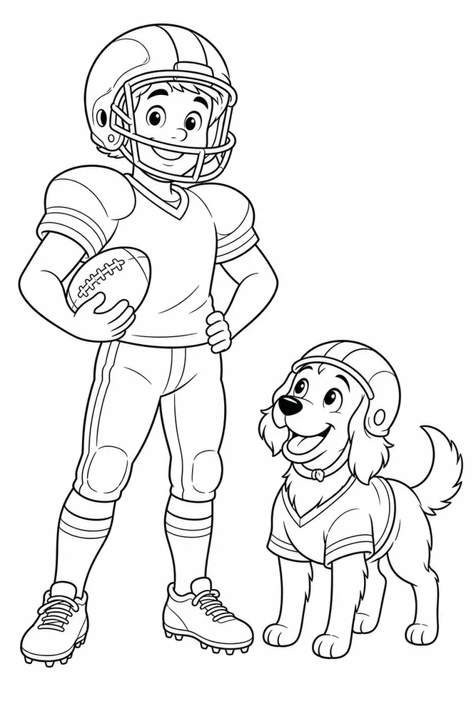 Football Player Football player family scene coloring page