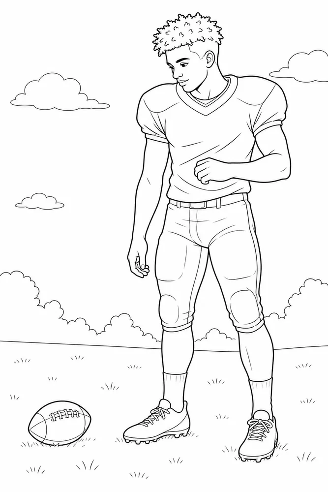 Football Player Football player front portrait coloring page