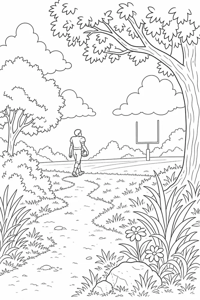 Football Player Football player habitat background coloring page