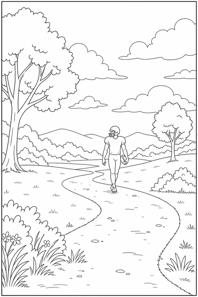 Football Player Football player outdoor path coloring page