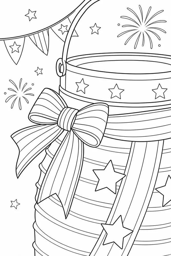 Happy 4th of July Happy 4th of july close up detail coloring page