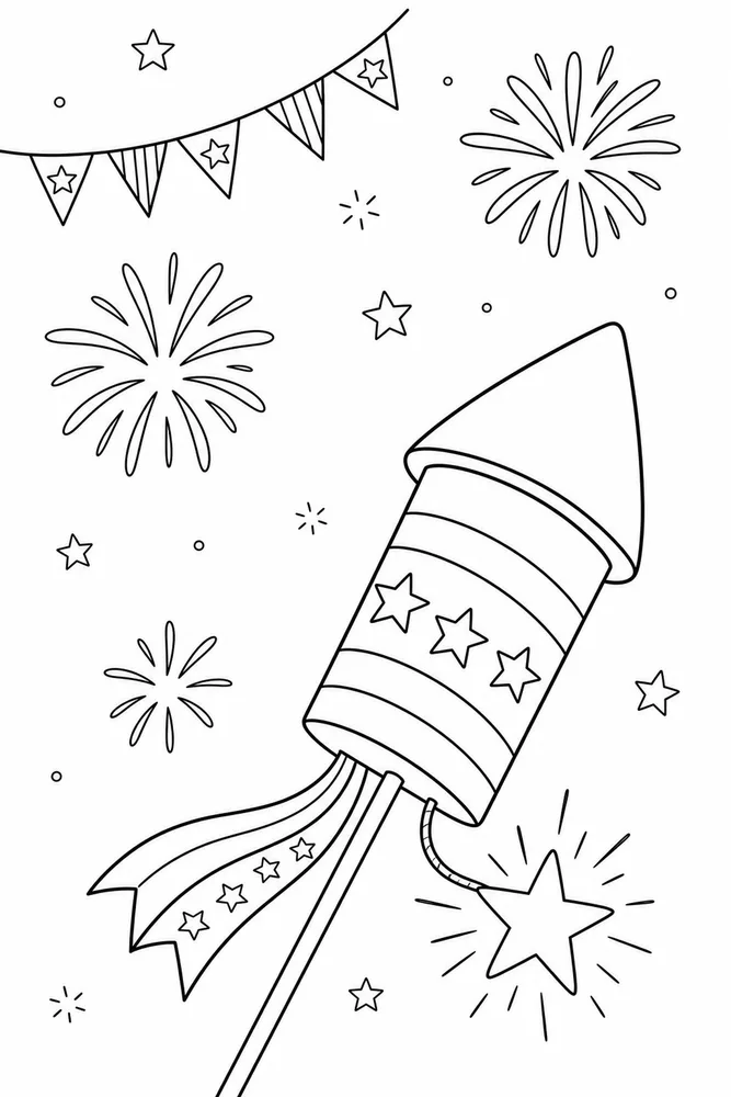 Happy 4th of July Happy 4th of july easy beginner page coloring page