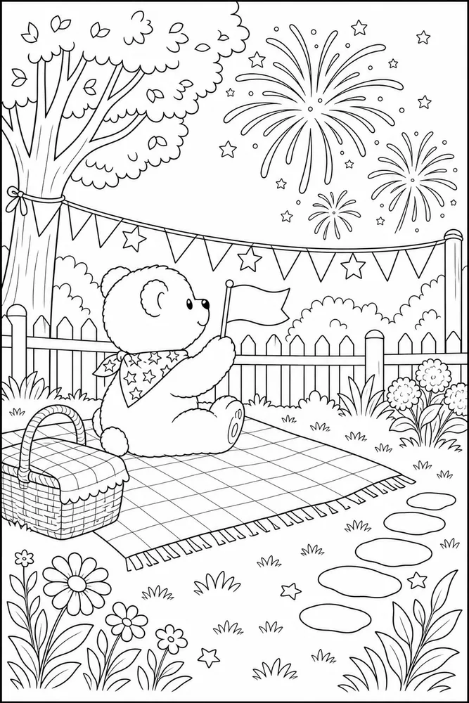 Happy 4th of July Happy 4th of july habitat background coloring page