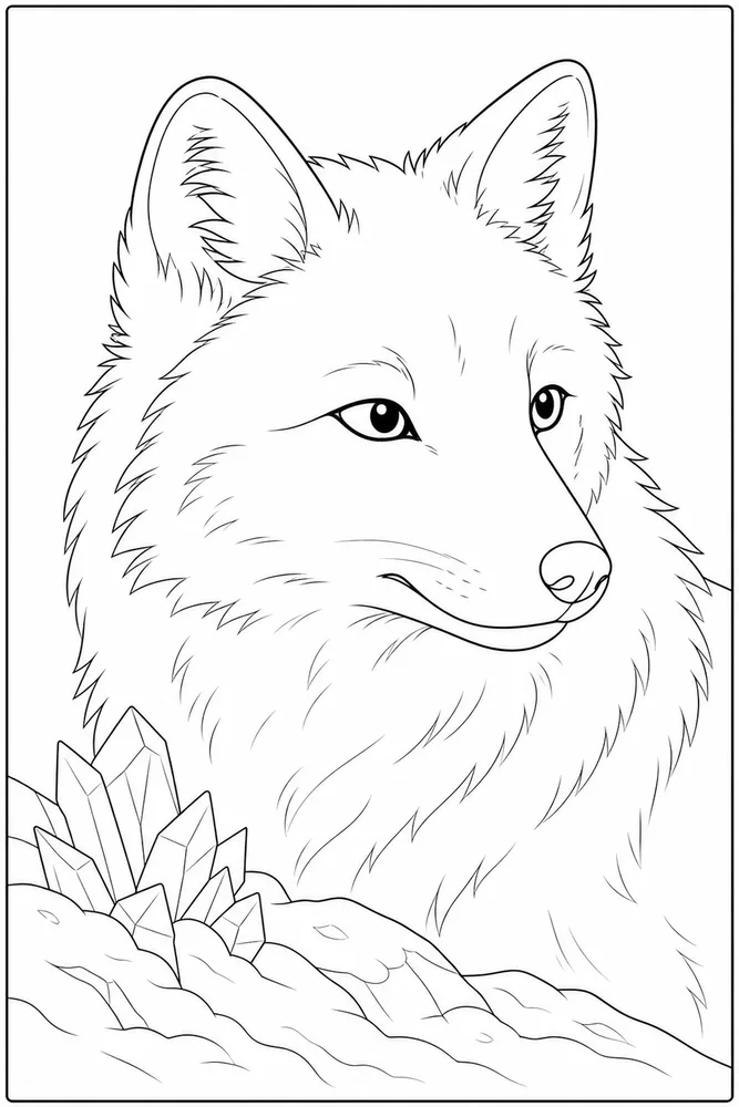 Arctic Fox Arctic fox close up detail coloring page