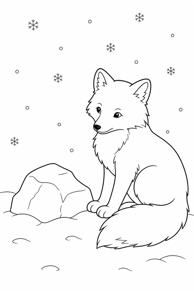 Arctic Fox Arctic fox easy beginner page coloring page