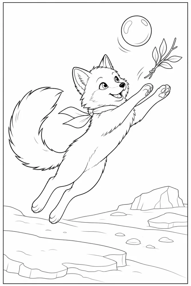 Arctic Fox Arctic fox playful pose coloring page