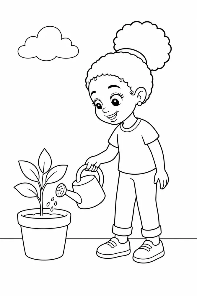 Black Girl Black girl easy beginner page coloring page