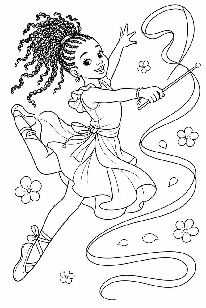 Black Girl Black girl playful pose coloring page
