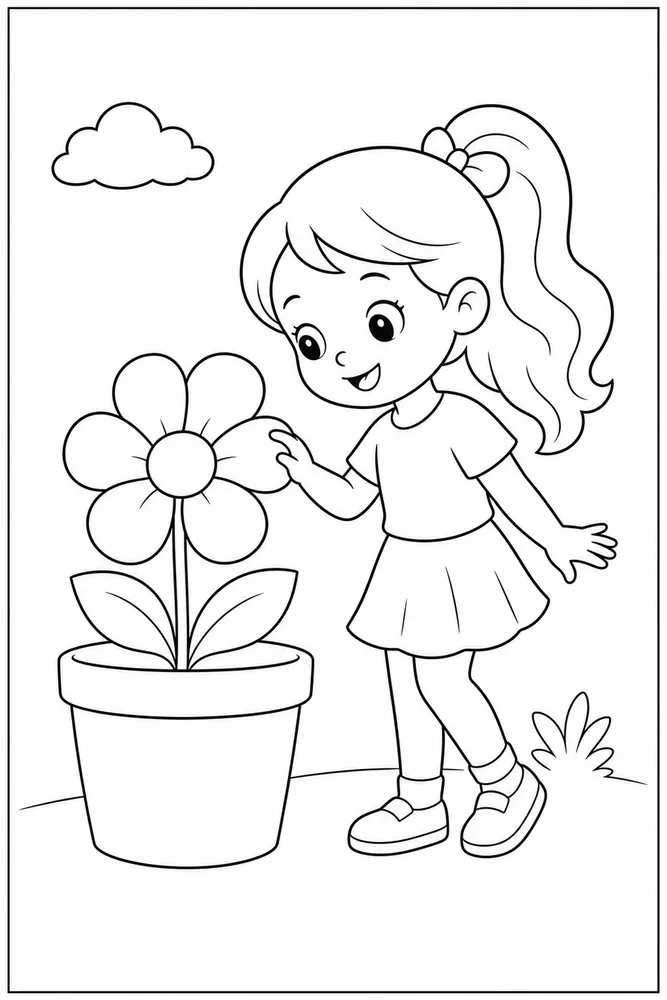 Cute Girl Cute girl easy beginner page coloring page