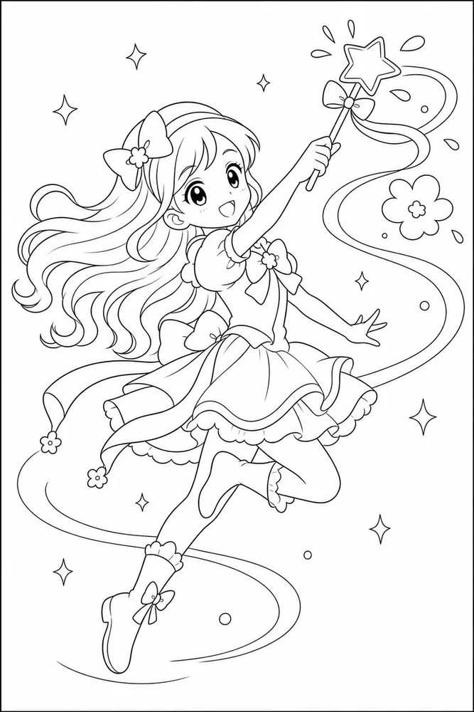 Cute Girl Cute girl playful pose coloring page