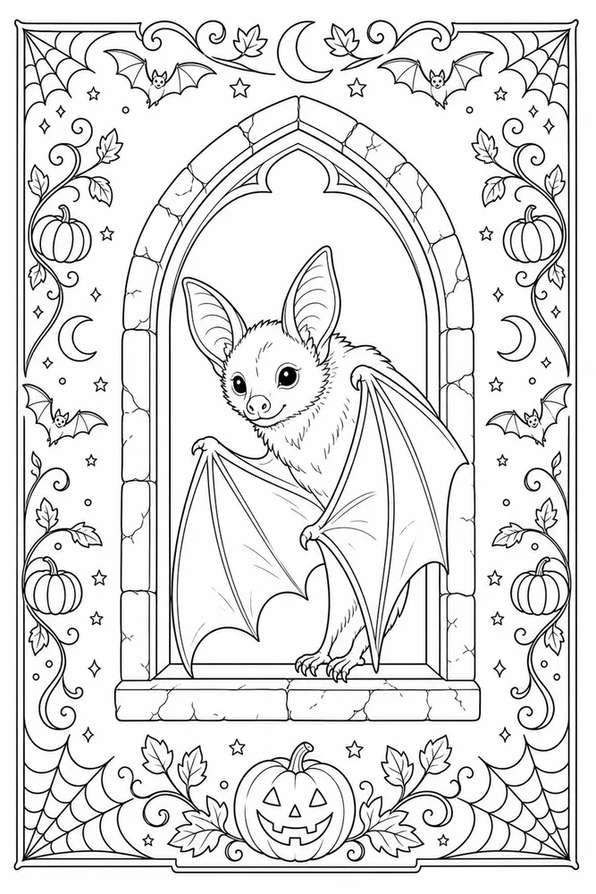 Halloween Bat Halloween bat decorative border coloring page