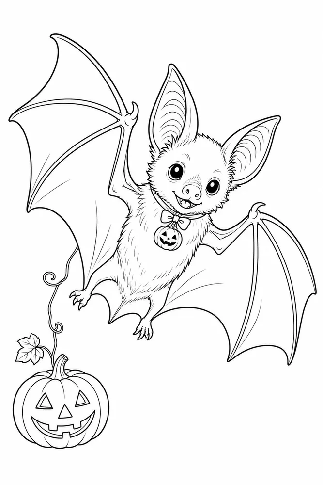 Halloween Bat Halloween bat front portrait coloring page