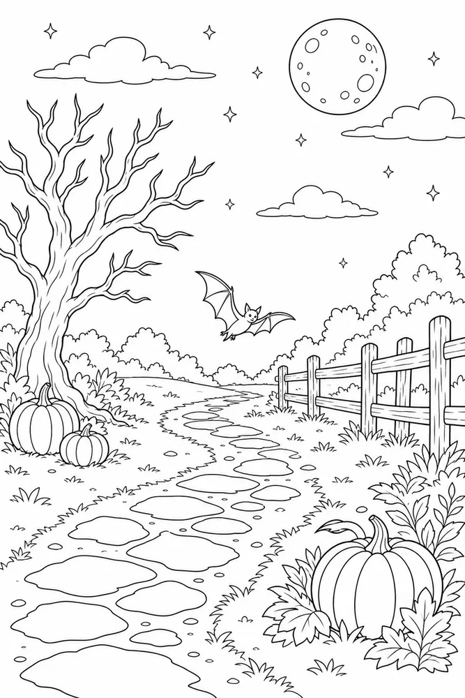 Halloween Bat Halloween bat outdoor path coloring page